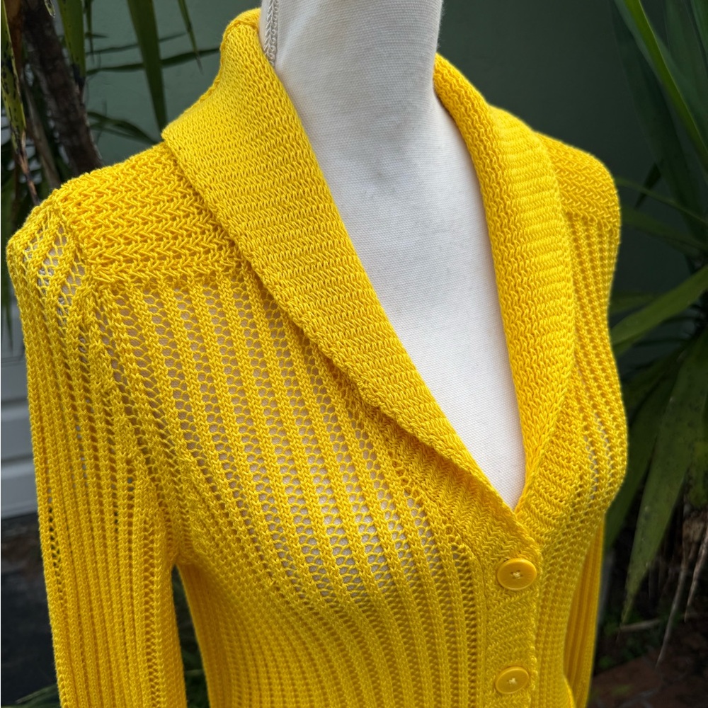 Ralph Lauren Yellow V Neck Cardigan Sweater